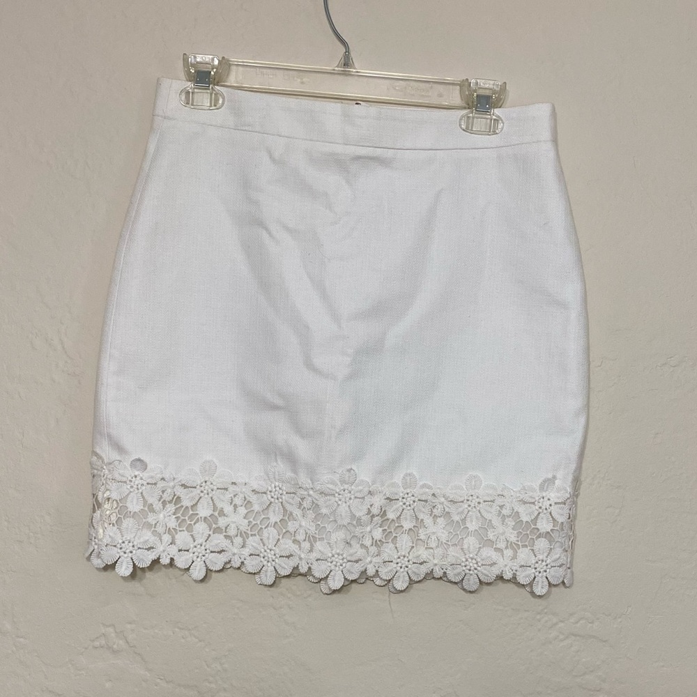 J Crew Factory White Linen Like Skirt